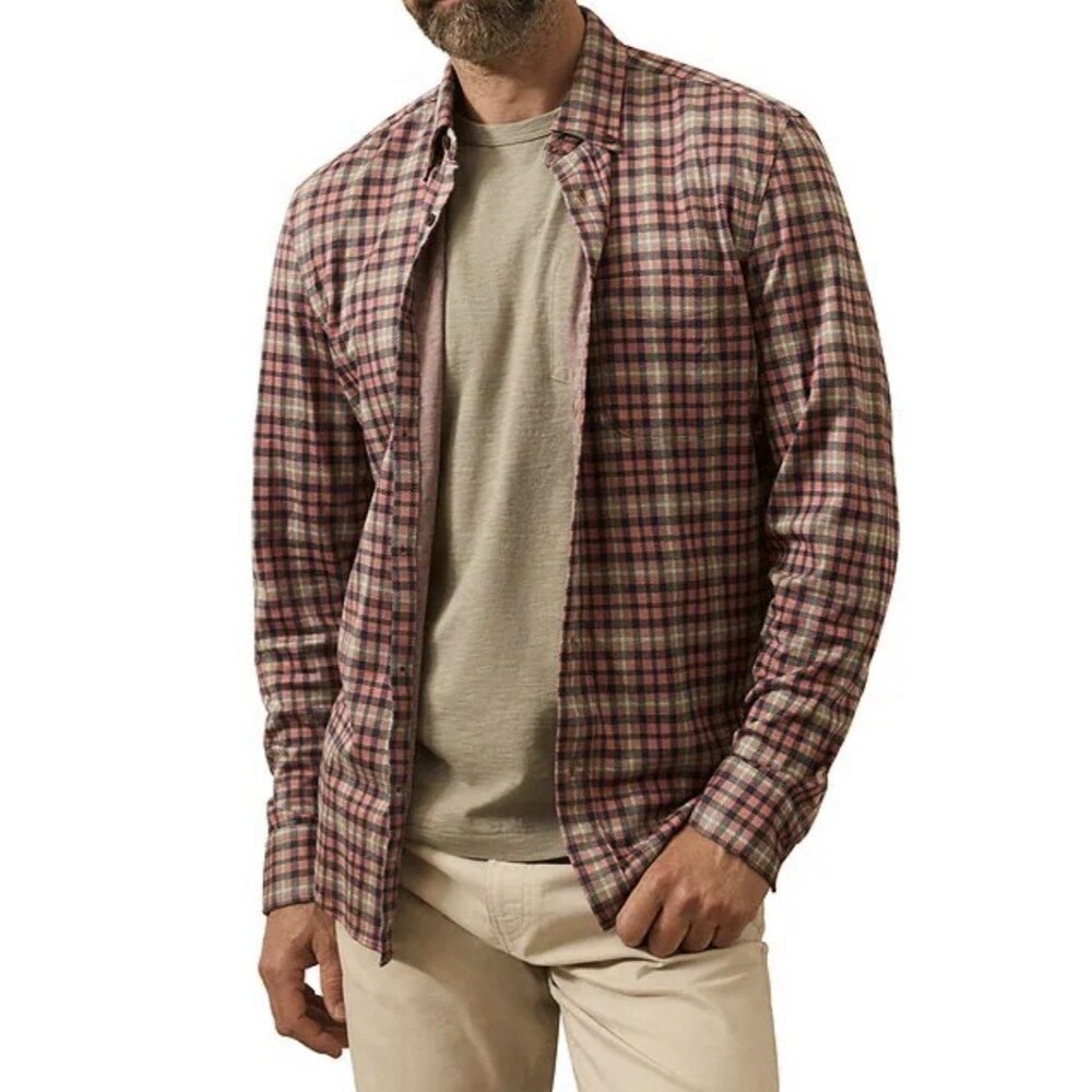 Faherty Men’s Big & Tall Coastline Knit Long Sleeve Woven Shirt. Size 2XL